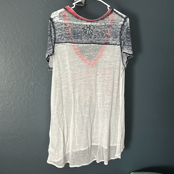 Chaser “Born in the USA” tee shirt T-Shirt burnout Long Red White Blue American - Picture 6 of 6